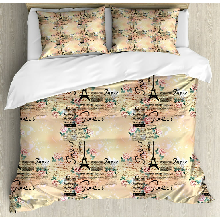 Luxury Modern French Script Duvet/ Pillow Case Poly cotton Bedding Set All Sizes